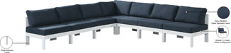 Meridian Furniture - Nizuc 120" Navy Water Resistant Fabric Upholstered 7pc. Outdoor Patio Sectional - 375Navy-Sec7A - GreatFurnitureDeal