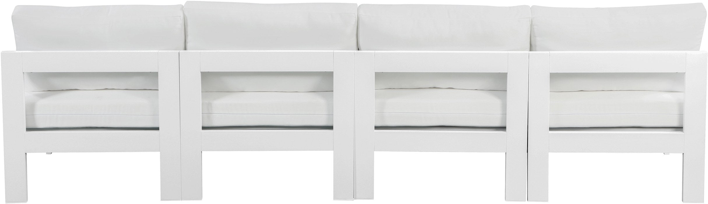 Meridian Furniture - Nizuc 120" White Water Resistant Fabric Upholstered 4pc. Outdoor Patio Armless Sofa - 375White-S120B - GreatFurnitureDeal