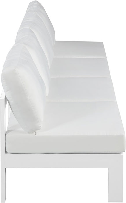 Meridian Furniture - Nizuc 120" White Water Resistant Fabric Upholstered 4pc. Outdoor Patio Armless Sofa - 375White-S120B - GreatFurnitureDeal