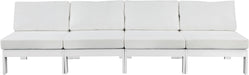 Meridian Furniture - Nizuc 120" White Water Resistant Fabric Upholstered 4pc. Outdoor Patio Armless Sofa - 375White-S120B - GreatFurnitureDeal