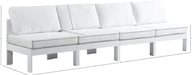 Meridian Furniture - Nizuc 120" White Water Resistant Fabric Upholstered 4pc. Outdoor Patio Armless Sofa - 375White-S120B - GreatFurnitureDeal