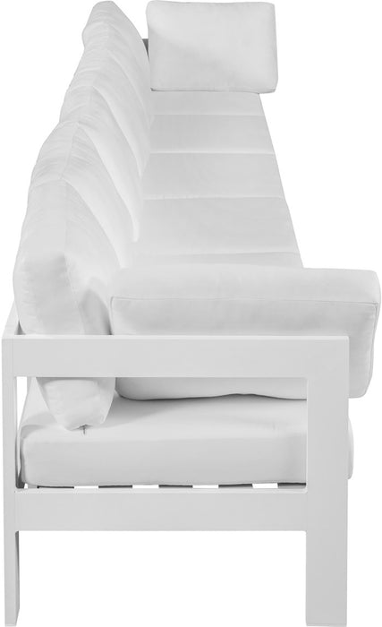 Meridian Furniture - Nizuc 180" White Water Resistant Fabric Upholstered 6pc. Outdoor Patio Sofa - 375White-S180A - GreatFurnitureDeal