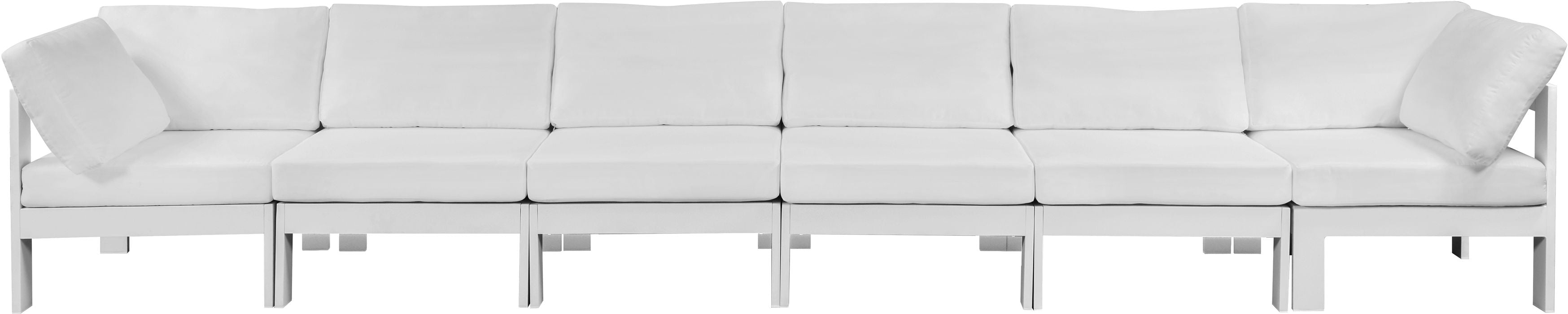 Meridian Furniture - Nizuc 180" White Water Resistant Fabric Upholstered 6pc. Outdoor Patio Sofa - 375White-S180A - GreatFurnitureDeal
