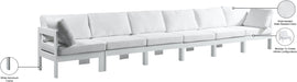 Meridian Furniture - Nizuc 180" White Water Resistant Fabric Upholstered 6pc. Outdoor Patio Sofa - 375White-S180A - GreatFurnitureDeal
