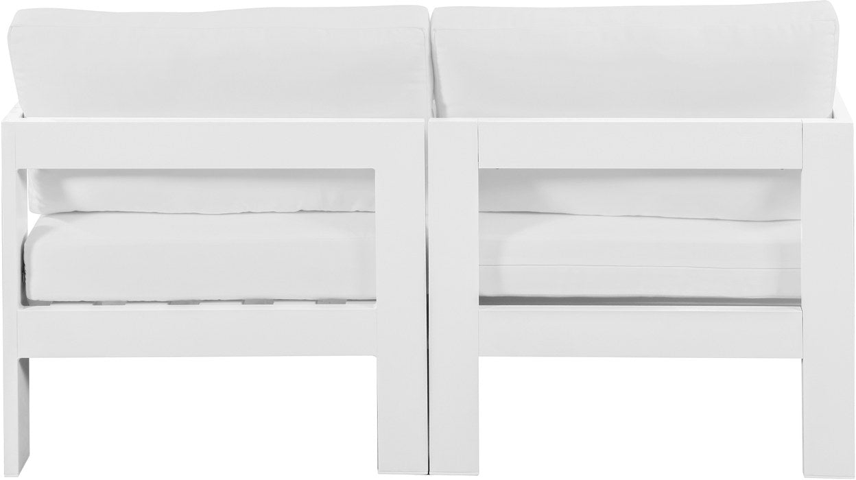 Meridian Furniture - Nizuc 60" White Water Resistant Fabric Upholstered 2pc. Outdoor Patio Loveseat - 375White-S60A - GreatFurnitureDeal