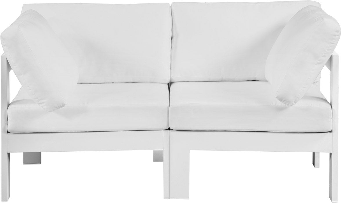 Meridian Furniture - Nizuc 60" White Water Resistant Fabric Upholstered 2pc. Outdoor Patio Loveseat - 375White-S60A - GreatFurnitureDeal