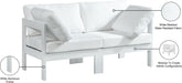Meridian Furniture - Nizuc 60" White Water Resistant Fabric Upholstered 2pc. Outdoor Patio Loveseat - 375White-S60A - GreatFurnitureDeal