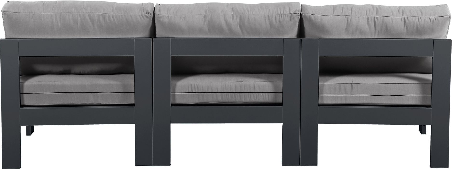 Meridian Furniture - Nizuc 90" Grey Water Resistant Fabric Upholstered 3pc. Outdoor Patio Armless Sofa - 376Grey-S90B - GreatFurnitureDeal
