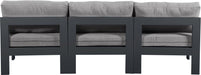 Meridian Furniture - Nizuc 90" Grey Water Resistant Fabric Upholstered 3pc. Outdoor Patio Armless Sofa - 376Grey-S90B - GreatFurnitureDeal