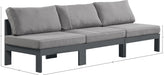 Meridian Furniture - Nizuc 90" Grey Water Resistant Fabric Upholstered 3pc. Outdoor Patio Armless Sofa - 376Grey-S90B - GreatFurnitureDeal