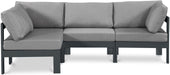 Meridian Furniture - Nizuc 90" Grey Water Resistant Fabric Upholstered 4pc. Outdoor Patio Sectional - 376Grey-Sec4A - GreatFurnitureDeal