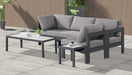 Meridian Furniture - Nizuc 90" Grey Water Resistant Fabric Upholstered 4pc. Outdoor Patio Sectional - 376Grey-Sec4A - GreatFurnitureDeal