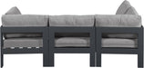 Meridian Furniture - Nizuc 90" Grey Water Resistant Fabric Upholstered 4pc. Outdoor Patio Sectional - 376Grey-Sec4A - GreatFurnitureDeal
