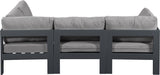 Meridian Furniture - Nizuc 90" Grey Water Resistant Fabric Upholstered 4pc. Outdoor Patio Sectional - 376Grey-Sec4A - GreatFurnitureDeal