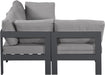 Meridian Furniture - Nizuc 90" Grey Water Resistant Fabric Upholstered 4pc. Outdoor Patio Sectional - 376Grey-Sec4A - GreatFurnitureDeal