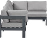 Meridian Furniture - Nizuc 90" Grey Water Resistant Fabric Upholstered 4pc. Outdoor Patio Sectional - 376Grey-Sec4A - GreatFurnitureDeal