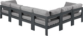 Meridian Furniture - Nizuc 120" Grey Water Resistant Fabric Upholstered 6pc. Outdoor Patio Sectional - 376Grey-Sec6A - GreatFurnitureDeal