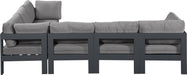 Meridian Furniture - Nizuc 120" Grey Water Resistant Fabric Upholstered 6pc. Outdoor Patio Sectional - 376Grey-Sec6A - GreatFurnitureDeal