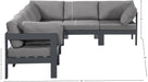 Meridian Furniture - Nizuc 120" Grey Water Resistant Fabric Upholstered 6pc. Outdoor Patio Sectional - 376Grey-Sec6A - GreatFurnitureDeal