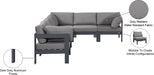 Meridian Furniture - Nizuc 120" Grey Water Resistant Fabric Upholstered 6pc. Outdoor Patio Sectional - 376Grey-Sec6A - GreatFurnitureDeal