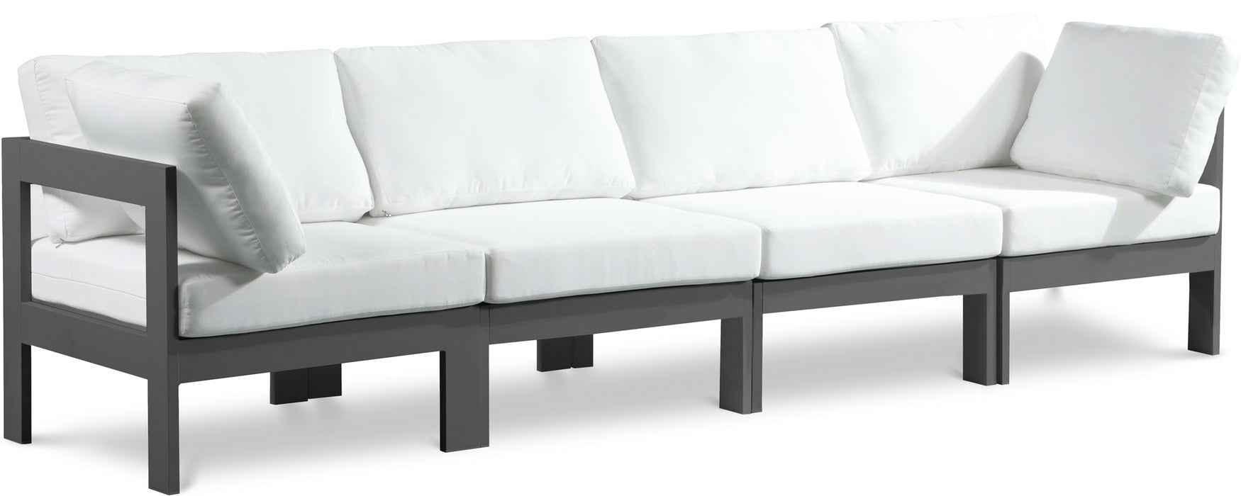 Meridian Furniture - Nizuc 120" White Water Resistant Fabric Upholstered 4pc. Outdoor Patio Sofa - 376White-S120A - GreatFurnitureDeal