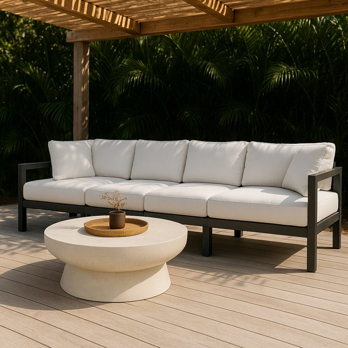 Meridian Furniture - Nizuc 120" White Water Resistant Fabric Upholstered 4pc. Outdoor Patio Sofa - 376White-S120A - GreatFurnitureDeal