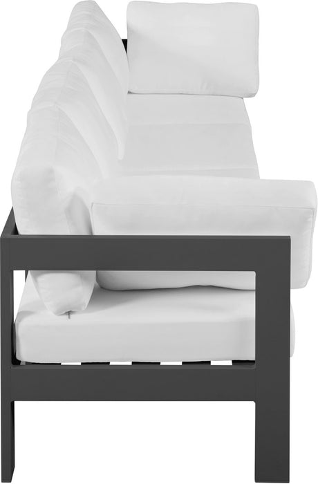 Meridian Furniture - Nizuc 120" White Water Resistant Fabric Upholstered 4pc. Outdoor Patio Sofa - 376White-S120A - GreatFurnitureDeal