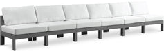 Meridian Furniture - Nizuc 180" White Water Resistant Fabric Upholstered 6pc. Outdoor Patio Armless Sofa - 376White-S180B - GreatFurnitureDeal