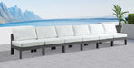 Meridian Furniture - Nizuc 180" White Water Resistant Fabric Upholstered 6pc. Outdoor Patio Armless Sofa - 376White-S180B - GreatFurnitureDeal