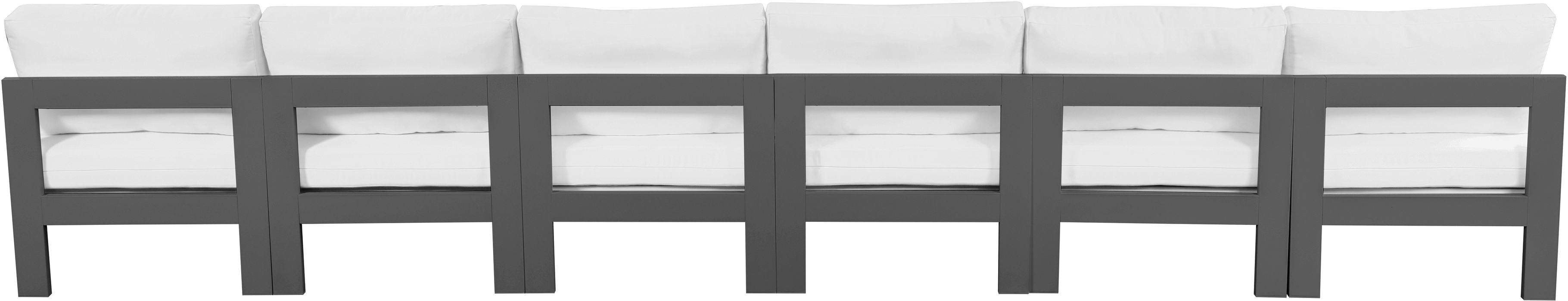 Meridian Furniture - Nizuc 180" White Water Resistant Fabric Upholstered 6pc. Outdoor Patio Armless Sofa - 376White-S180B - GreatFurnitureDeal