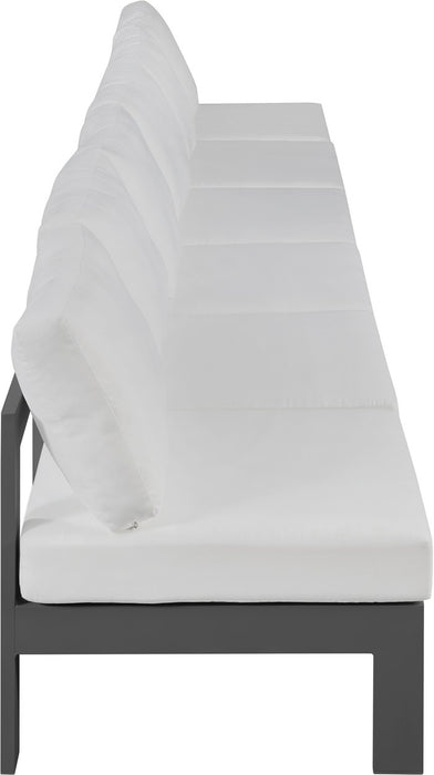 Meridian Furniture - Nizuc 180" White Water Resistant Fabric Upholstered 6pc. Outdoor Patio Armless Sofa - 376White-S180B - GreatFurnitureDeal