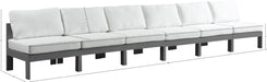 Meridian Furniture - Nizuc 180" White Water Resistant Fabric Upholstered 6pc. Outdoor Patio Armless Sofa - 376White-S180B - GreatFurnitureDeal