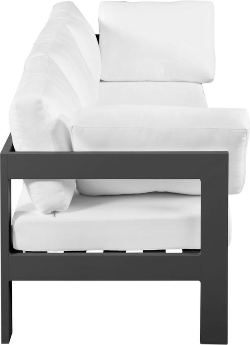 Meridian Furniture - Nizuc 90" White Water Resistant Fabric Upholstered 3pc. Outdoor Patio Sofa - 376White-S90A - GreatFurnitureDeal