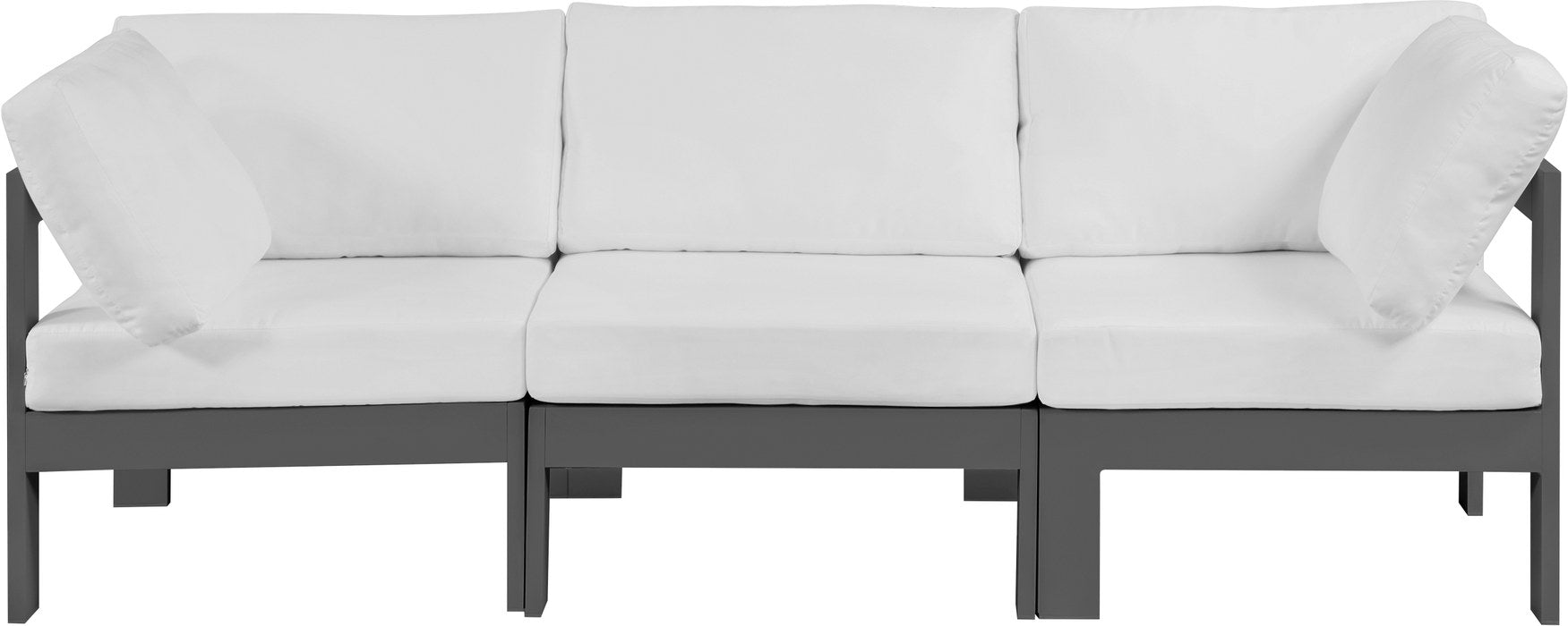 Meridian Furniture - Nizuc 90" White Water Resistant Fabric Upholstered 3pc. Outdoor Patio Sofa - 376White-S90A - GreatFurnitureDeal