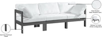 Meridian Furniture - Nizuc 90" White Water Resistant Fabric Upholstered 3pc. Outdoor Patio Sofa - 376White-S90A - GreatFurnitureDeal