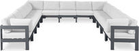 Meridian Furniture - Nizuc 150" White Water Resistant Fabric Upholstered 13pc. Outdoor Patio Sectional - 376White-Sec13A - GreatFurnitureDeal