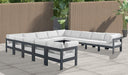Meridian Furniture - Nizuc 150" White Water Resistant Fabric Upholstered 13pc. Outdoor Patio Sectional - 376White-Sec13A - GreatFurnitureDeal