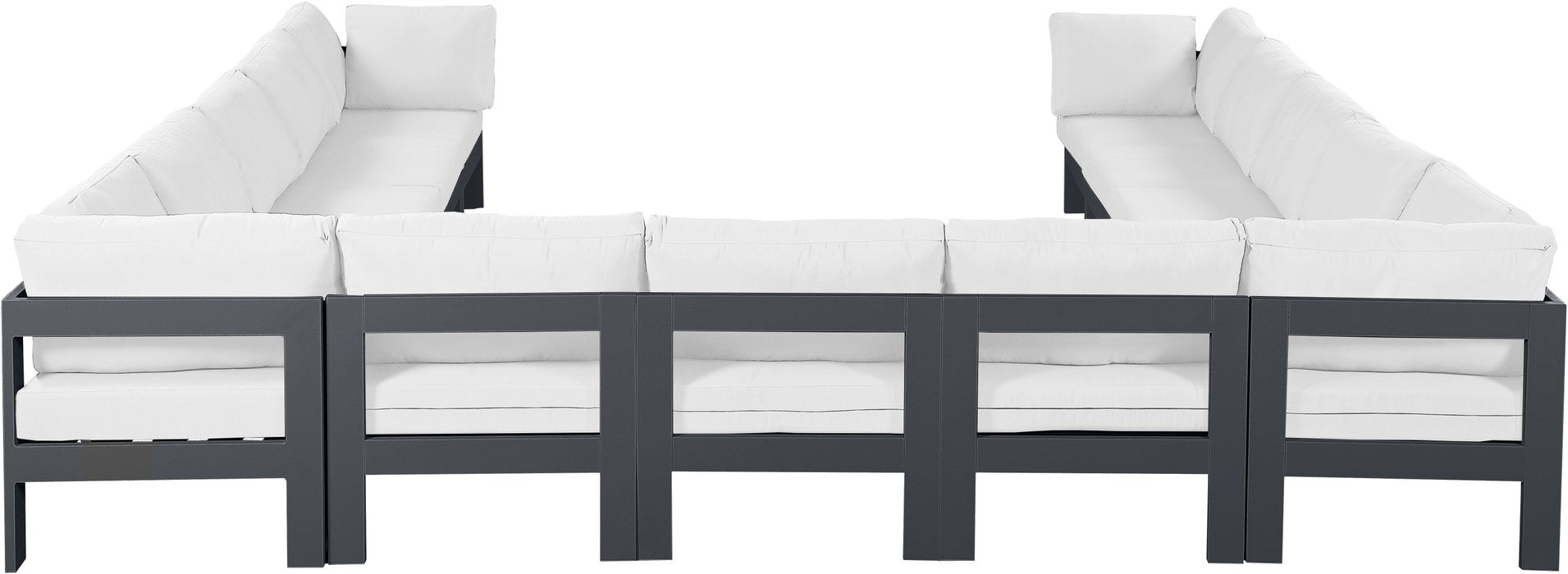Meridian Furniture - Nizuc 150" White Water Resistant Fabric Upholstered 13pc. Outdoor Patio Sectional - 376White-Sec13A - GreatFurnitureDeal