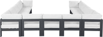 Meridian Furniture - Nizuc 150" White Water Resistant Fabric Upholstered 13pc. Outdoor Patio Sectional - 376White-Sec13A - GreatFurnitureDeal