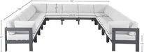 Meridian Furniture - Nizuc 150" White Water Resistant Fabric Upholstered 13pc. Outdoor Patio Sectional - 376White-Sec13A - GreatFurnitureDeal