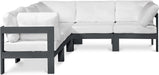 Meridian Furniture - Nizuc 90" White Water Resistant Fabric Upholstered 5pc. Outdoor Patio Sectional - 376White-Sec5B - GreatFurnitureDeal