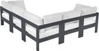 Meridian Furniture - Nizuc 90" White Water Resistant Fabric Upholstered 5pc. Outdoor Patio Sectional - 376White-Sec5B - GreatFurnitureDeal