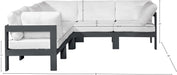Meridian Furniture - Nizuc 90" White Water Resistant Fabric Upholstered 5pc. Outdoor Patio Sectional - 376White-Sec5B - GreatFurnitureDeal