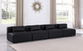 Meridian Furniture - Cube 144" Vegan Leather Upholstered 4 Piece Armless Modular Sofa - 668Black-S144A - GreatFurnitureDeal