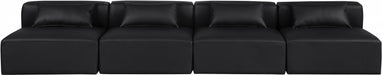 Meridian Furniture - Cube 144" Vegan Leather Upholstered 4 Piece Armless Modular Sofa - 668Black-S144A - GreatFurnitureDeal