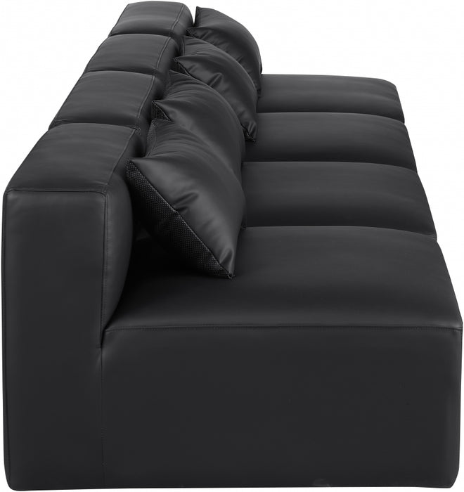 Meridian Furniture - Cube 144" Vegan Leather Upholstered 4 Piece Armless Modular Sofa - 668Black-S144A - GreatFurnitureDeal