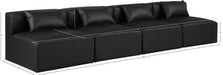 Meridian Furniture - Cube 144" Vegan Leather Upholstered 4 Piece Armless Modular Sofa - 668Black-S144A - GreatFurnitureDeal