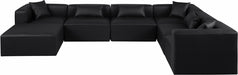 Meridian Furniture - Cube 144" Vegan Leather Upholstered 6 Piece Modular Sectional - 668Black-Sec7A - GreatFurnitureDeal