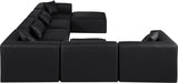 Meridian Furniture - Cube 144" Vegan Leather Upholstered 6 Piece Modular Sectional - 668Black-Sec7A - GreatFurnitureDeal