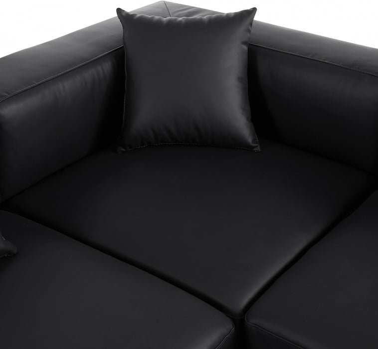 Meridian Furniture - Cube 144" Vegan Leather Upholstered 6 Piece Modular Sectional - 668Black-Sec7A - GreatFurnitureDeal